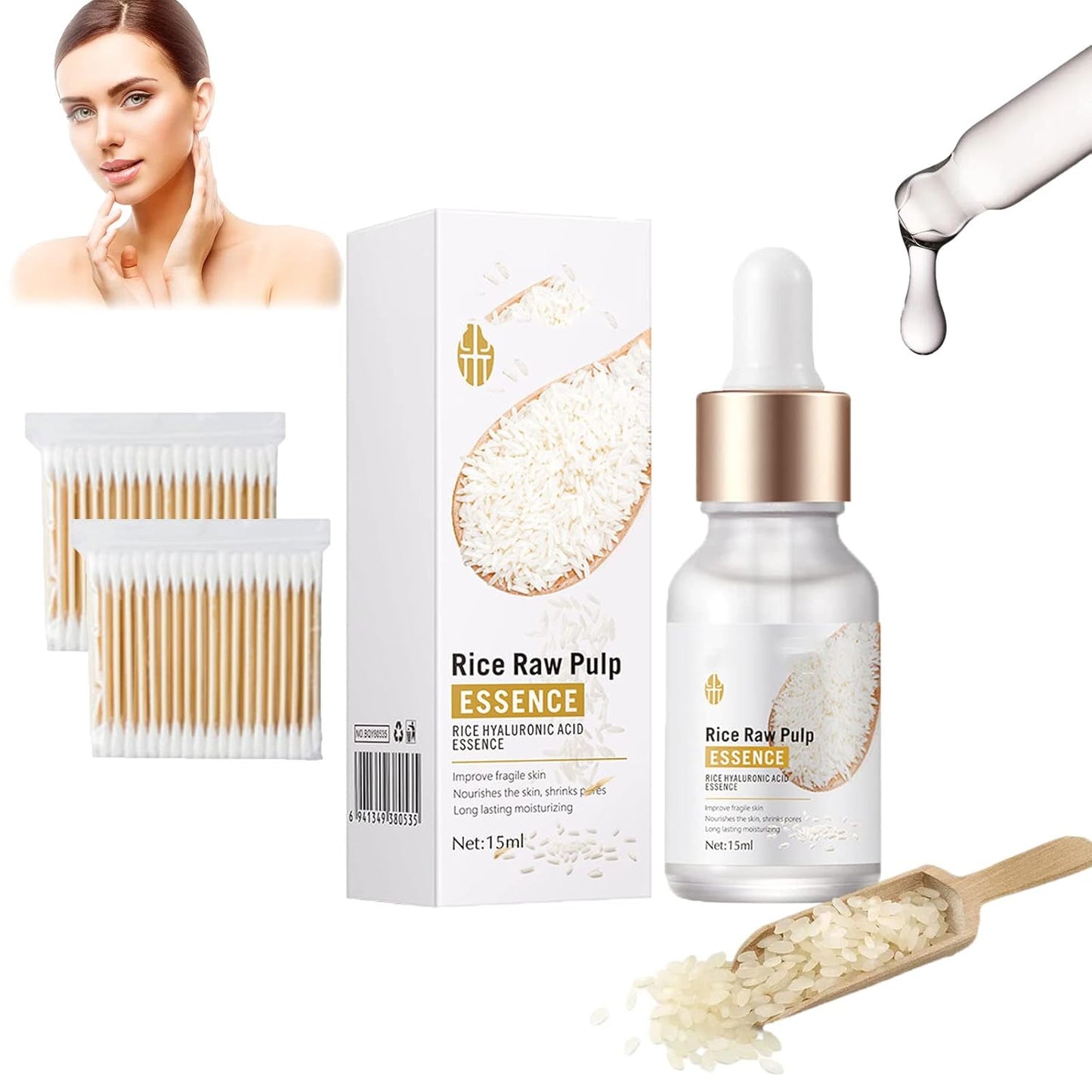 BIOAQUA Esencia Facial De Pulpa Cruda De Arroz Con Ácido Hialurónico