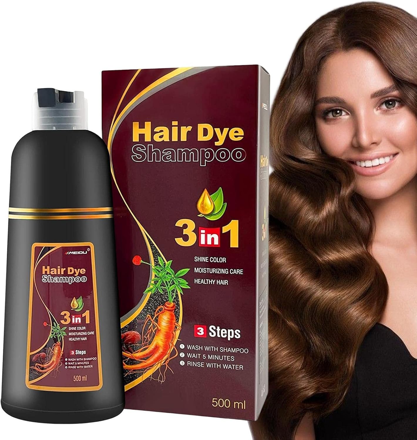 Champú Instantáneo de 16.9 fl oz – Tinte Rápido Marrón para el Cabello